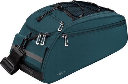 MOSISO 12L Waterproof Bike Rear Rack Bag, Convertible Bicycle Trunk Pannier with Reflective Strip, Multi-Pocket Cycling Storage Saddle Shoulder Bag for Daily Commute Bike Tour