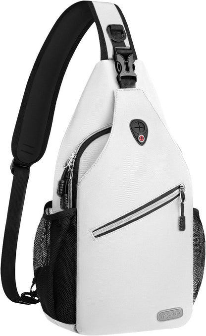 MOSISO Water Resistant Sling Backpack, Unisex Crossbody Chest Daypack with Multi Pockets & Dual Side Mesh Holders, Adjustable Strap Fits 10.9 Inch Tablet for Travel Hiking Commute