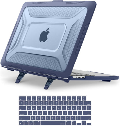 MOSISO Compatible with MacBook Air 13 inch Case M2-M5 2022-2025 A3449 A3240 A3113 A2681, 2 in 1 Kit Honeycomb Shock Resistant Hard Case with Foldable Kickstand