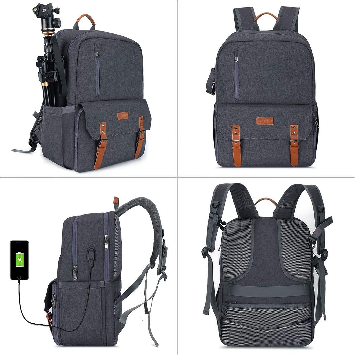 MOSISO Camera Backpack 17.3 inch, DSLR/SLR/Mirrorless Case with Laptop Compartment&Built-in Photography Insert Bag&USB-charging Port&Rain Cover Compatible with Canon/Nikon/Sony/Laptop, Space Gray