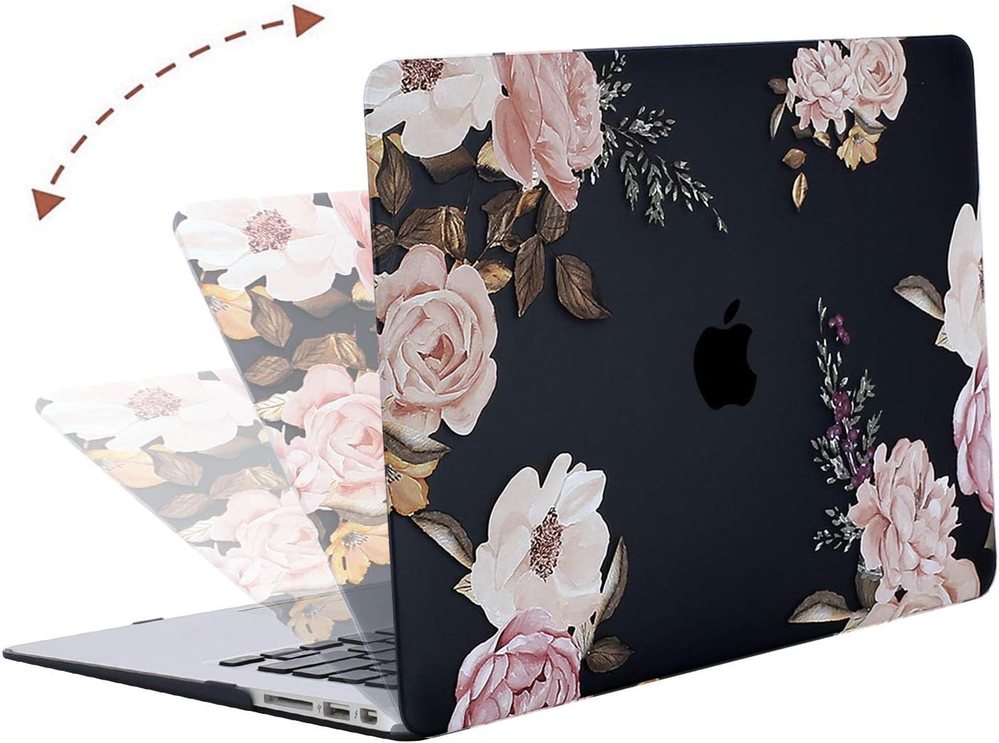 MOSISO Compatible with MacBook Air 13 inch Case (A1369 & A1466, Older Version 2010-2017 Release), Plastic Peony Hard Shell Case & Keyboard Cover & Screen Protector