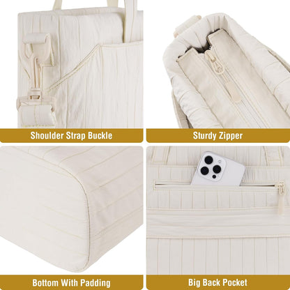 MOSISO Large‑Capacity Women Work Tote Bag, Zipper‑Closure,15.6‑Inch Padded Laptop‑Sleeve, Removable‑Strap & Rear Luggage‑Strap