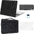 MOSISO Compatible with MacBook Air 13 inch Case 2022-2018 Release A2337 M1 A2179 A1932 Retina Display, Plastic Leopard Grain Hard Shell&Sleeve Bag&Keyboard Skin&Webcam Cover&Screen Protector, Black