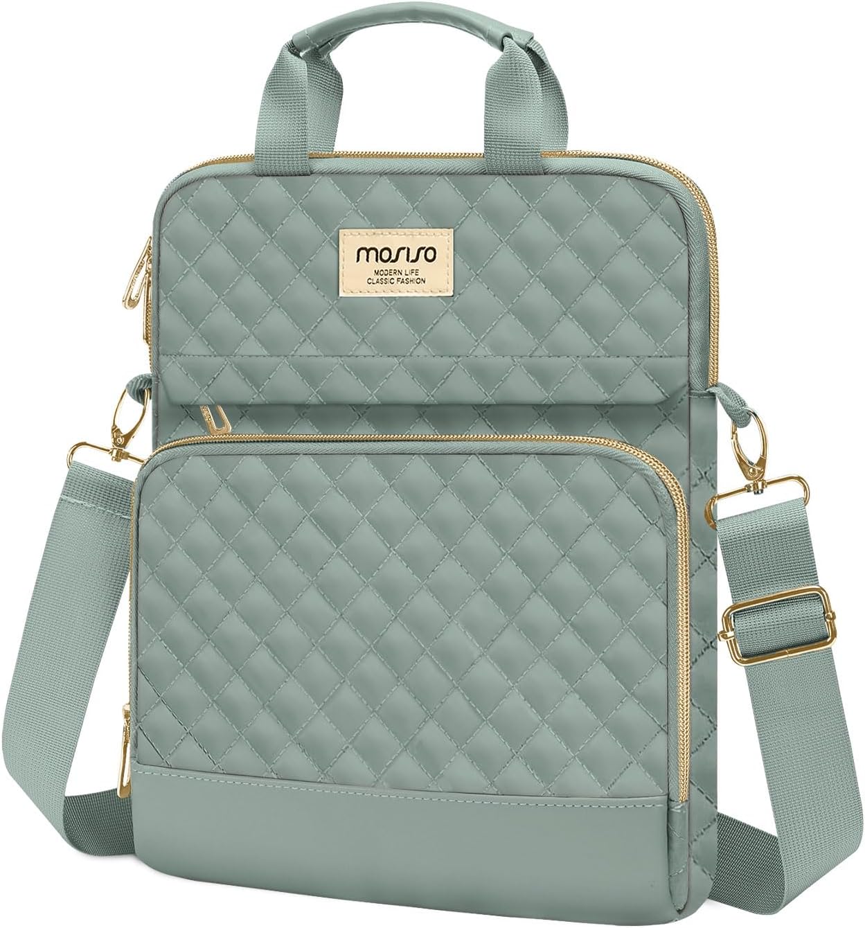 MOSISO 12.9 inch Tablet Sleeve Bag for iPad Pro 13 M4&iPad Air 13 M3 M2,iPad Pro 12.9 M2 M1 6/5,Surface Laptop Go 12.4,Galaxy Tab S8+/S9+ 12.4,Square Quilted Carrying Case with 2 Pockets, Sand