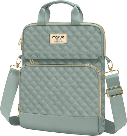 MOSISO 12.9 inch Tablet Sleeve Bag for iPad Pro 13 M4&iPad Air 13 M3 M2,iPad Pro 12.9 M2 M1 6/5,Surface Laptop Go 12.4,Galaxy Tab S8+/S9+ 12.4,Square Quilted Carrying Case with 2 Pockets, Sand