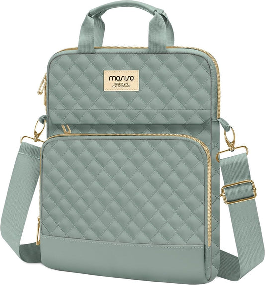 MOSISO 12.9 inch Tablet Sleeve Bag for iPad Pro 13 M4&iPad Air 13 M3 M2,iPad Pro 12.9 M2 M1 6/5,Surface Laptop Go 12.4,Galaxy Tab S8+/S9+ 12.4,Square Quilted Carrying Case with 2 Pockets, Sand