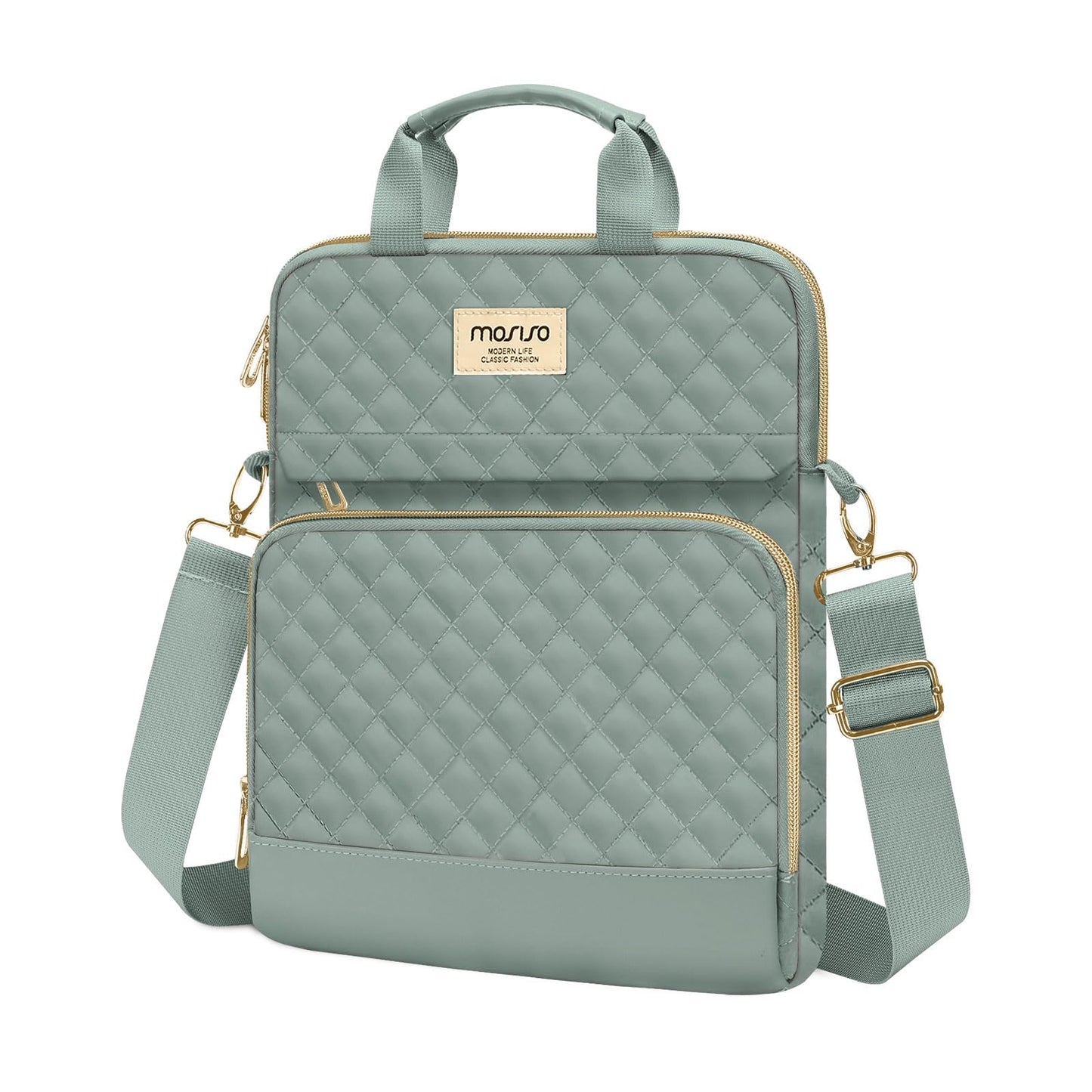 MOSISO 12.9 inch Tablet Sleeve for iPad Pro 13 M4 & iPad Air 13 M3 M2, iPad Pro 12.9 M2 M1 6/5th with Magic Keyboard,Square Quilted Carrying Case with Front 2 Pockets, Black