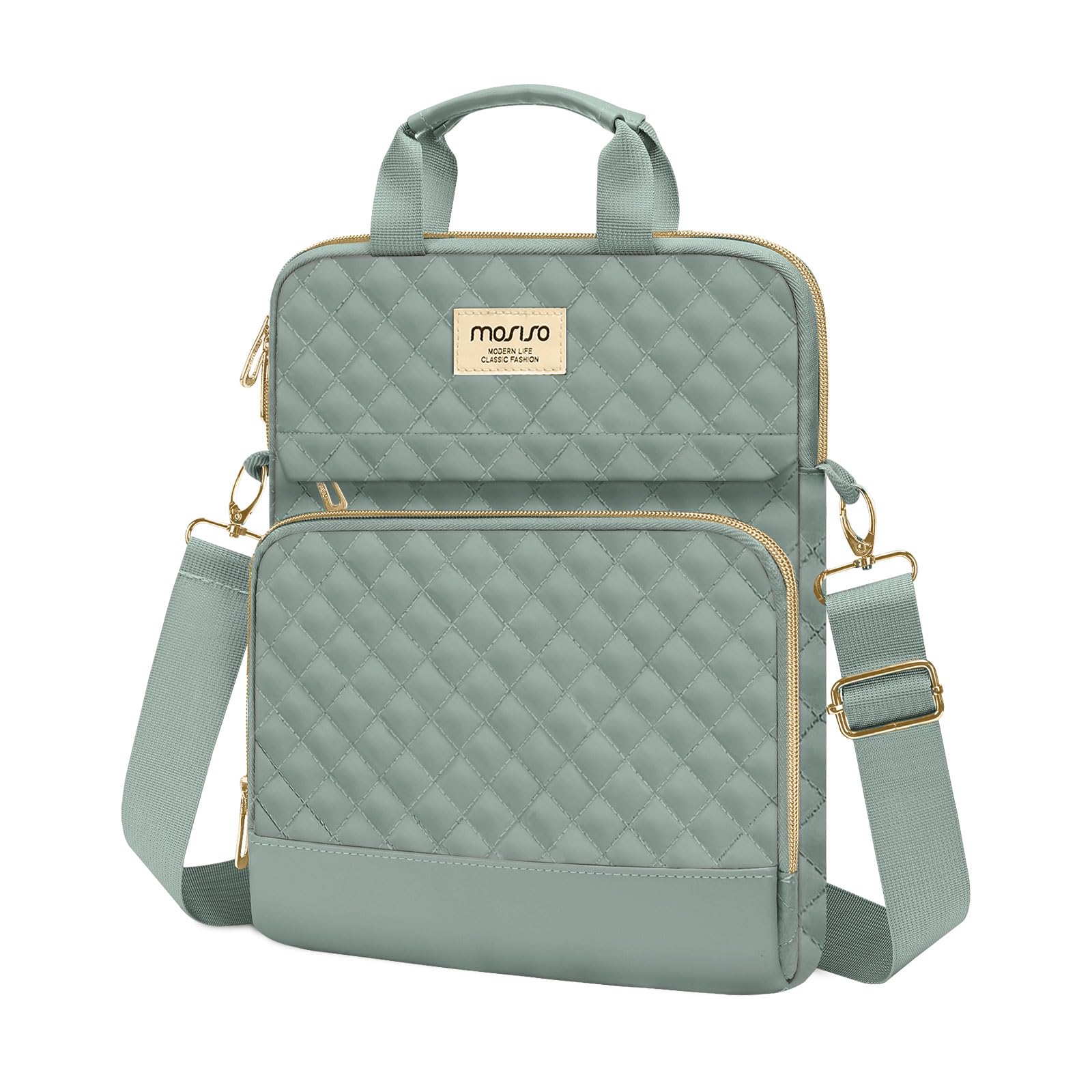 MOSISO 12.9 inch Tablet Sleeve for iPad Pro 13 M4 & iPad Air 13 M3 M2, iPad Pro 12.9 M2 M1 6/5th with Magic Keyboard,Square Quilted Carrying Case with Front 2 Pockets, Black