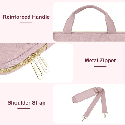 MOSISO Rhombus Quilted Women Laptop Shoulder Bag 15-16 Inch Fit Front Horizontal Pocket Detachable Strap Rear Trolley Sleeve