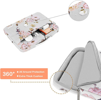 MOSISO Grey 360‑Degree Protective 13‑13.3 Inch Laptop Sleeve, Padded Notebook Case with Handle, Front Pocket & Rear Trolley Strap
