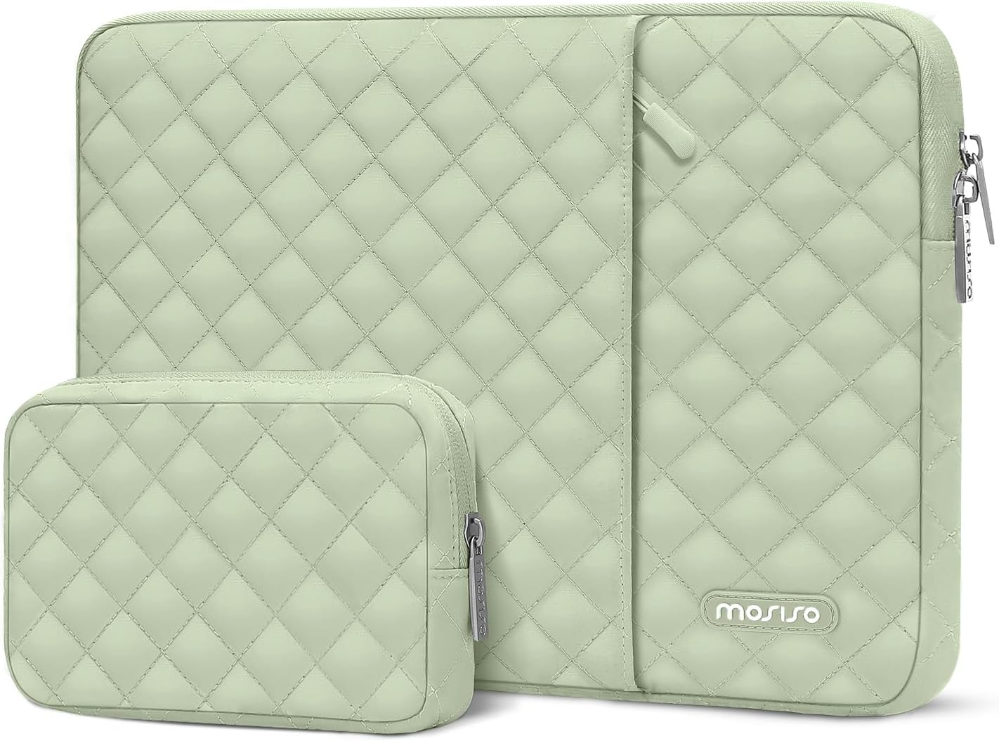 MOSISO Laptop Case 13-16inch, 13-16 inch Laptop Sleeve Compatible with MacBook Air/Pro 13 / Pro 14, HP Dell Acer ASUS Lenovo,Square Quilted Vertical Computer Bag with Pocket&Small Case, Chalk Pink