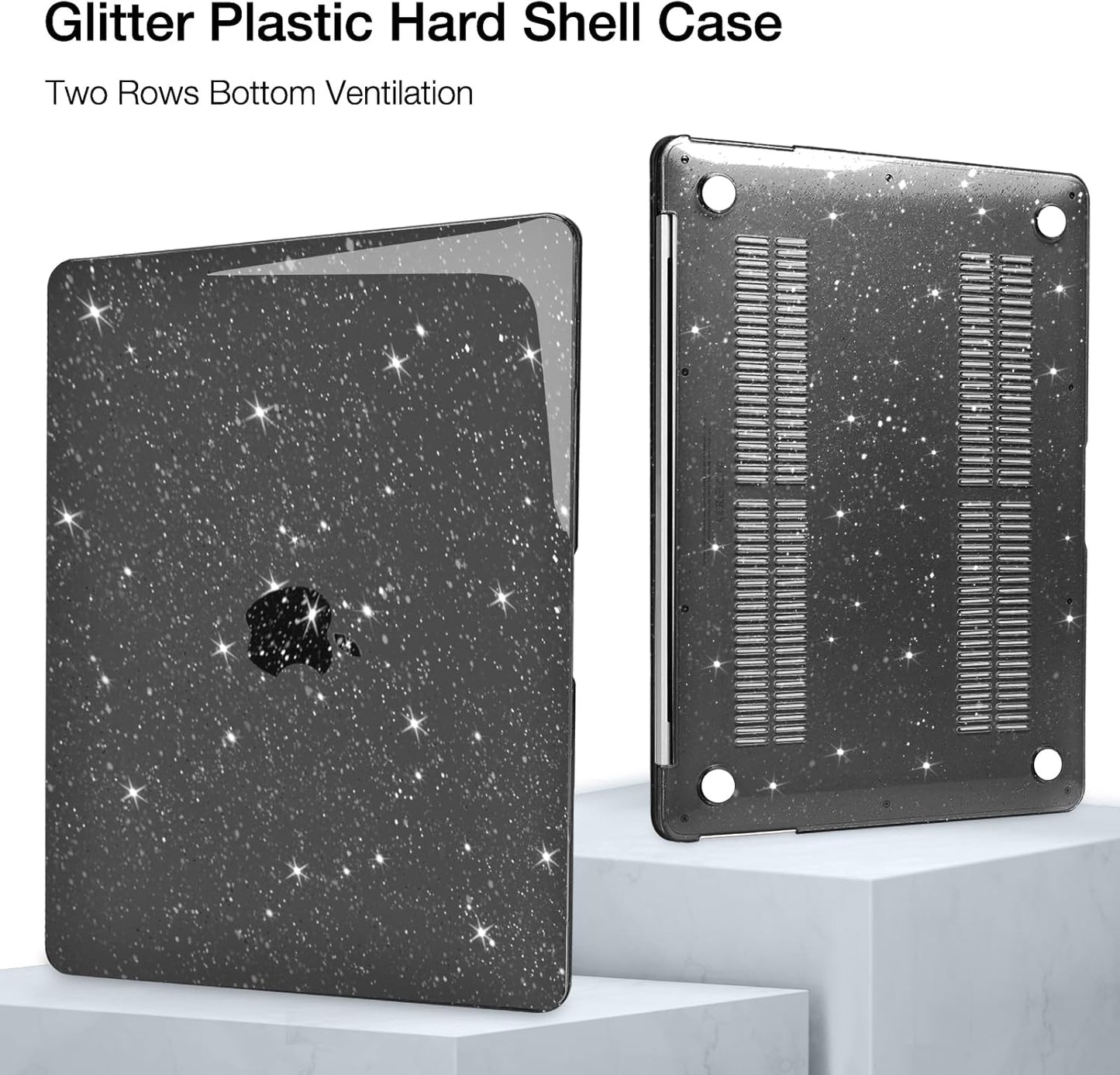 MOSISO Compatible with MacBook Pro 16 inch Case 2025 2024 2023 2022 2021 M4 M3 M2 M1 A3403 A3186 A2991 A2780 A2485 Pro Max, Sparkly Glitter Hard Shell&Keyboard Cover&Screen Film&Pouch, Black