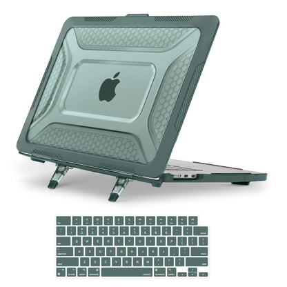 MOSISO Compatible with MacBook Air 15 inch Case 2025 2024 2023 M4 A3241 M3 A3114 M2 A2941, Honeycomb Shockproof Heavy Duty TPU Bumper Plastic Hard Case with Fold Kickstand&Keyboard Cover, Pink