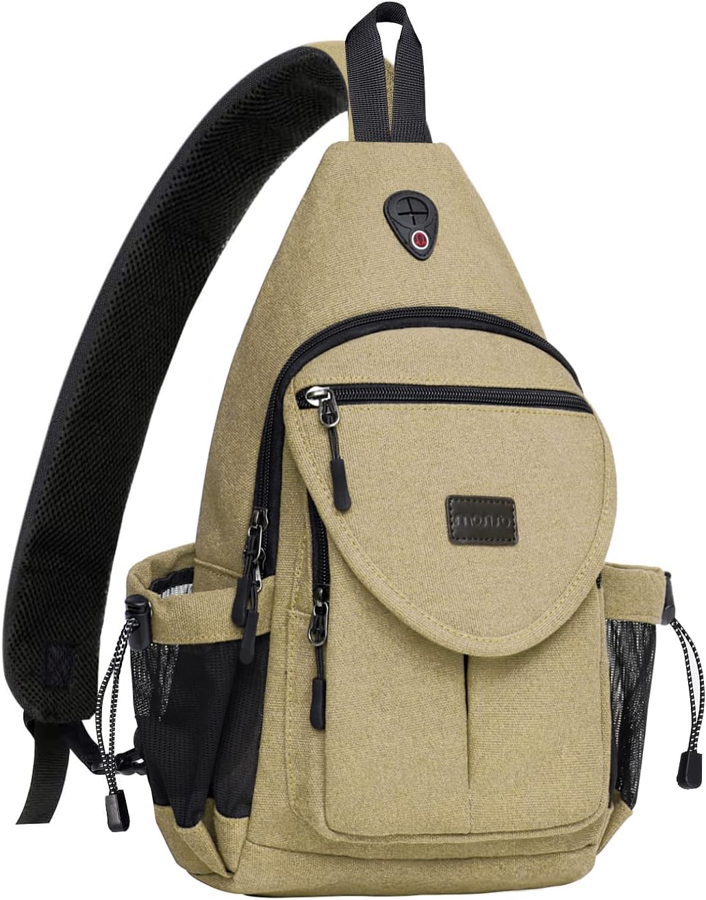MOSISO Sling Backpack,Canvas Crossbody Hiking Daypack Bag with Anti-theft Pocket, Black