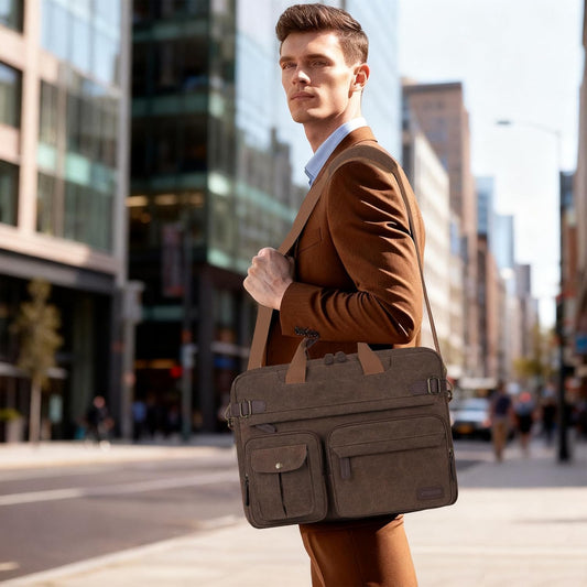 MOSISO 3 in 1 Messenger Bag for Men, 15.6 inch Computer Laptop Bag Convertible Laptop Backpack for Work Business Travel, Crossbody Satchel Briefcase Shoulder Bags Handbag Bookbag for College, Brown iMosiso