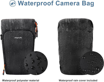 MOSISO Padded Crossbody Camera Bag with Rain Cover, Fits DSLR & 70-200/100-400mm Lenses