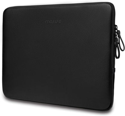 MOSISO 13-16‑Inch Waterproof PU‑Leather Padded Laptop Sleeve, Slim Protective Notebook Case with Inner Accessory Compartment