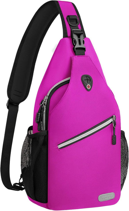 MOSISO Water Resistant Sling Backpack, Unisex Crossbody Chest Daypack with Multi Pockets & Dual Side Mesh Holders, Adjustable Strap Fits 10.9 Inch Tablet for Travel Hiking Commute