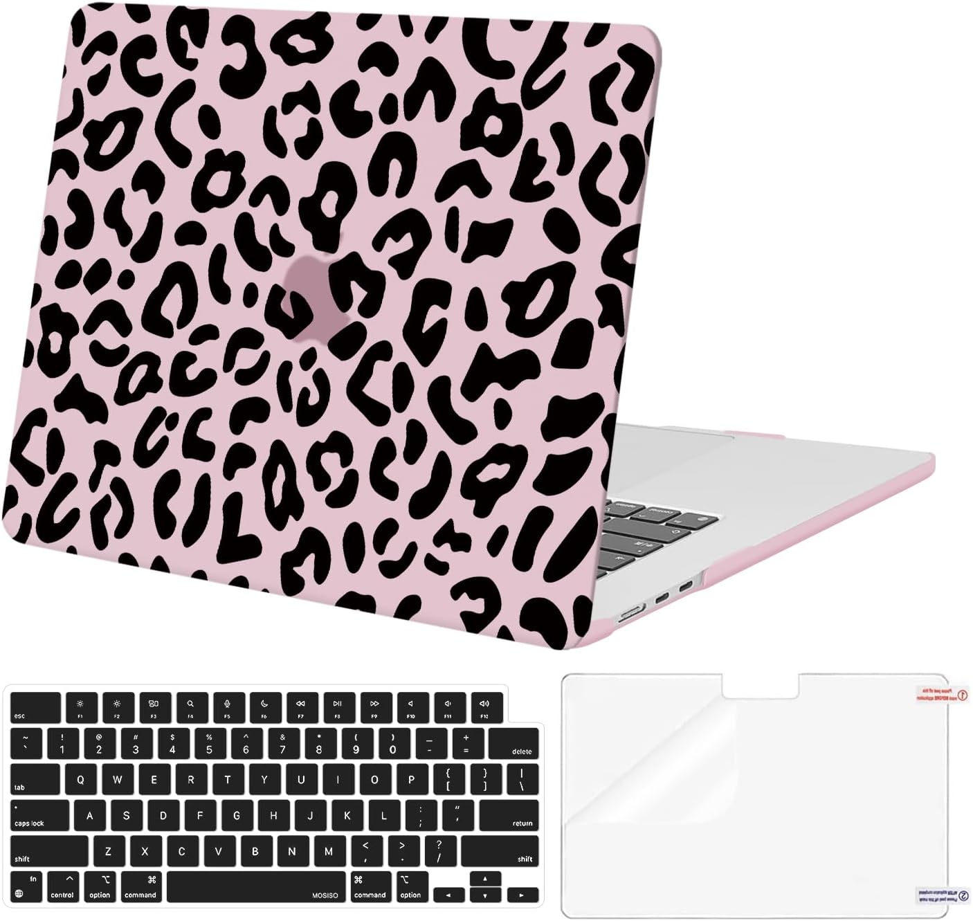 MOSISO Compatible with MacBook Air 15 inch M5 2026 M4 2025 M3 M2 2024 2023 A3448 A3241 A3114 A2941 with Touch ID, Protective Leopard Grain Hard Shell&Keyboard Cover&Screen Protector