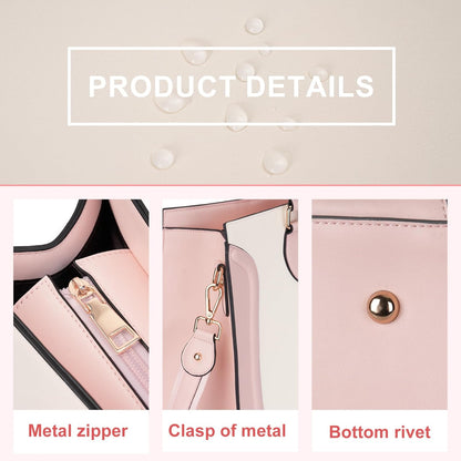 MOSISO Laptop Tote Bag for Women, 15.6 inch Waterproof PU Leather Laptop Bag, Vertical Curved Line Computer Briefcase, Large Capacity Teacher Work Handbag for Business Office, Pink