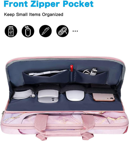 MOSISO 360 Protective Laptop Shoulder Bag Compatible with MacBook Air 13 inch M2 M1 2022-2018 / Pro 13 inch M2 M1 2022-2016, Surface Pro 8/7/6/X/5/4/3,Polyester Sleeve with Belt Marble MO-MBH216