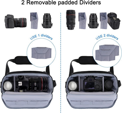 MOSISO Crossbody Camera Bag with Custom Removable Dividers. Fits DSLR, Mirrorless Cameras, Drones & Gimbals.