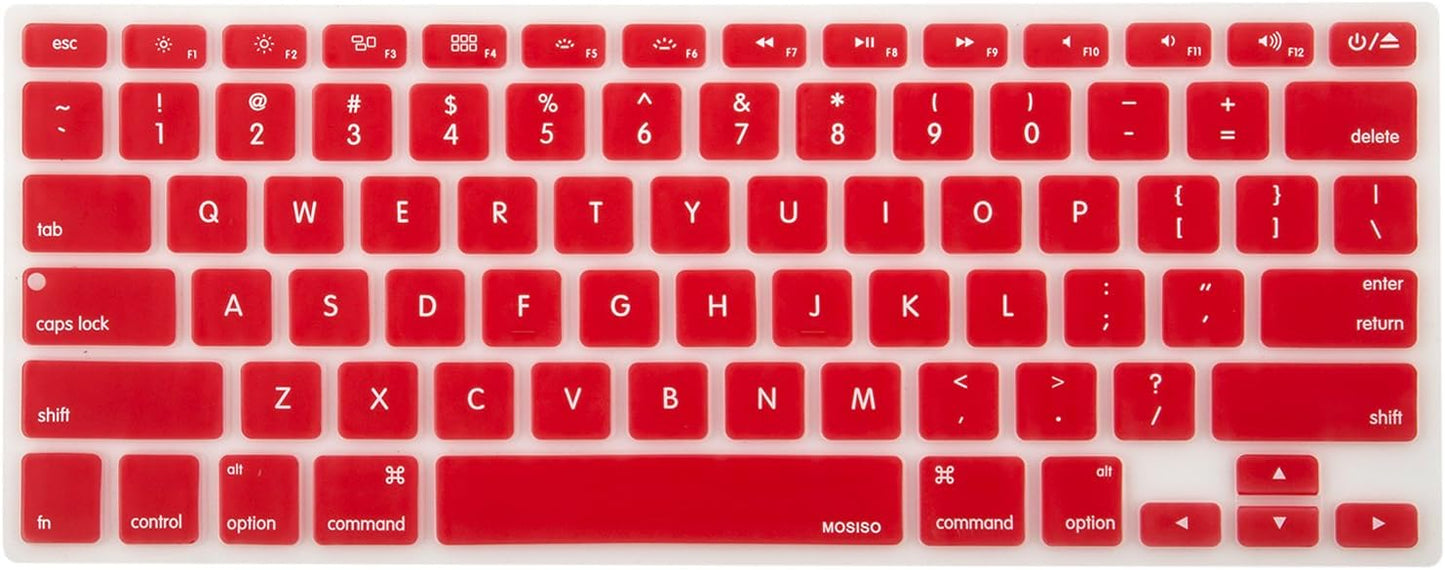MOSISO Silicone Keyboard Cover Compatible with MacBook Air 13 inch A1466 A1369 2010-2017&Compatible with MacBook Pro 13/15 inch (with/Without Retina Display, 2015 or Older Version), Red