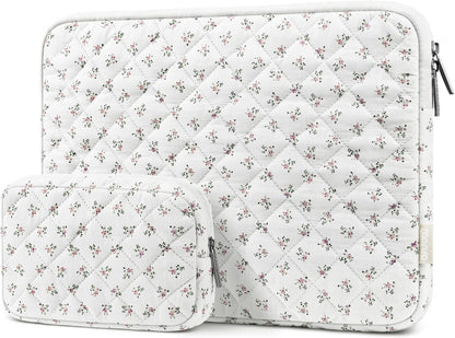 MOSISO Chic Quilted‑Puffy 13‑13.3‑Inch Laptop Sleeve,Soft‑Polyester‑Padded with Coordinating‑Detachable‑Accessory‑Pouch