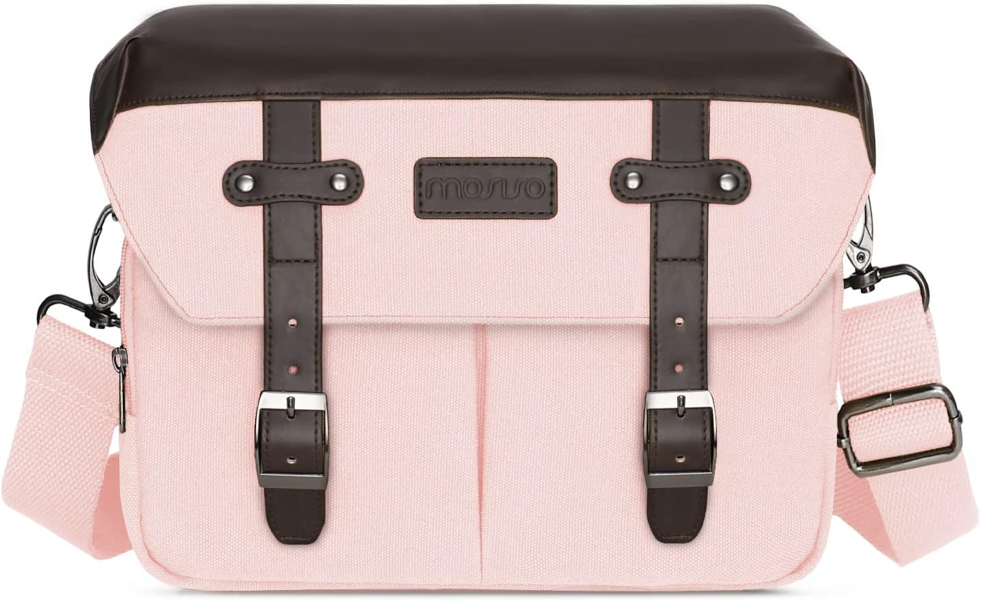 MOSISO Camera Case Crossbody Shoulder Messenger Bag, DSLR/SLR/Mirrorless Photography Vintage PU Leather Flap Gadget Bag with Rain Cover Compatible with Canon/Nikon/Sony Camera and Lens, Pink mysite