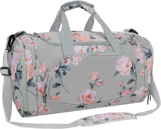 MOSISO Sports Duffel Peony Gym Bag with Shoe Compartment for Men/Women Dance Travel Weekender, Blue