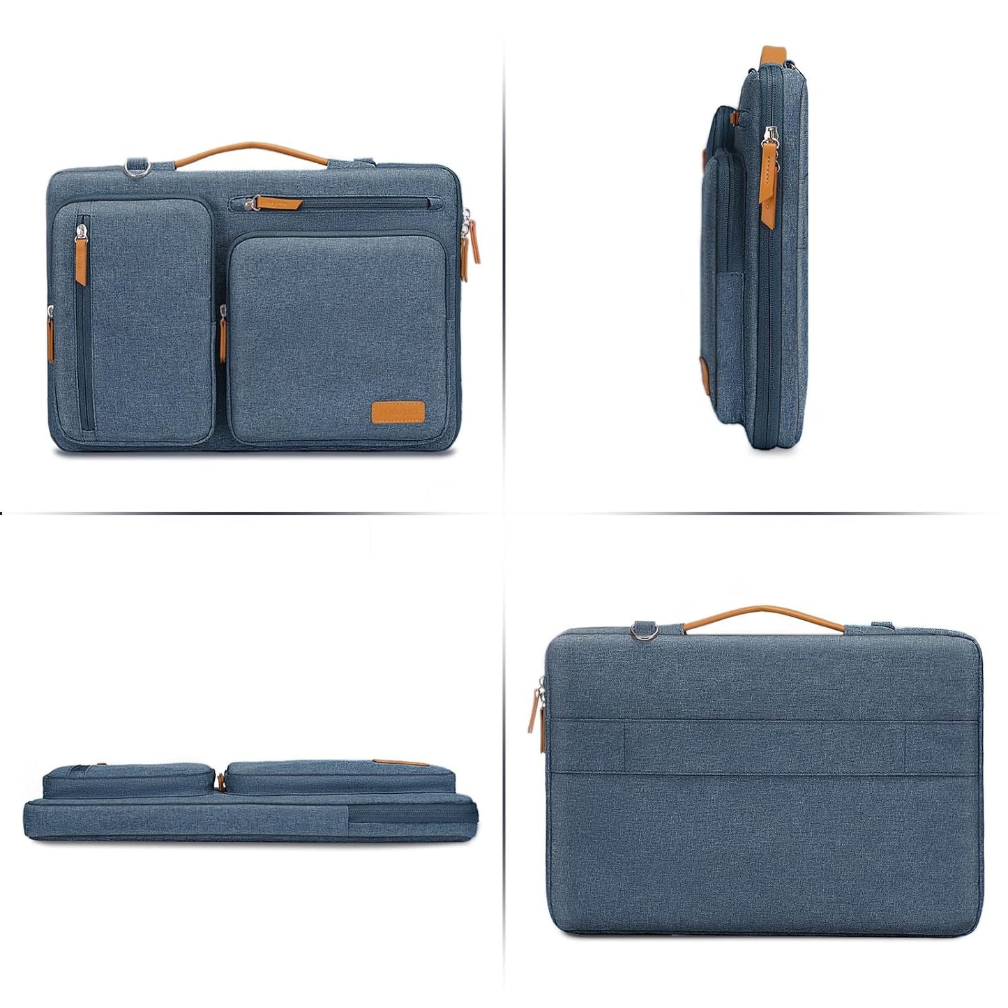 MOSISO 360 Protective Laptop Shoulder Bag,14 inch Computer Bag Compatible with MacBook Air 15 inch M4 M3 A3114 M2 A2941/Pro A1990 A1707,Side Open Messenger Bag with 4 Zipper Pockets&Handle, Haze Blue iMosiso