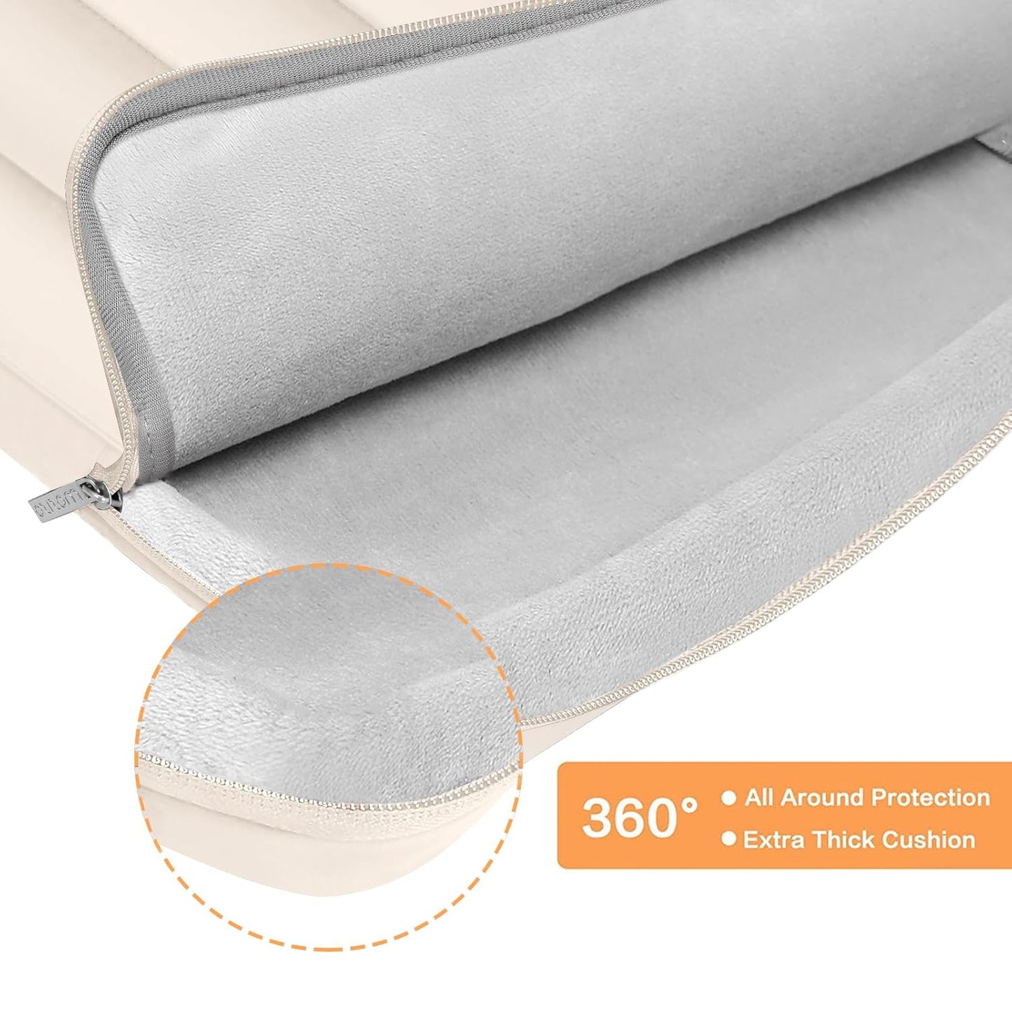 MOSISO 360 Protective 13-14 inch Laptop Case, 13.3 inch Puffy Laptop Sleeve Compatible with MacBook Air 13 13.6 M4 M3 M2 M1/Pro 13/14, HP,Dell,ASUS,Lenovo,Polyester Horizontal Side Open Bag, Sand iMosiso
