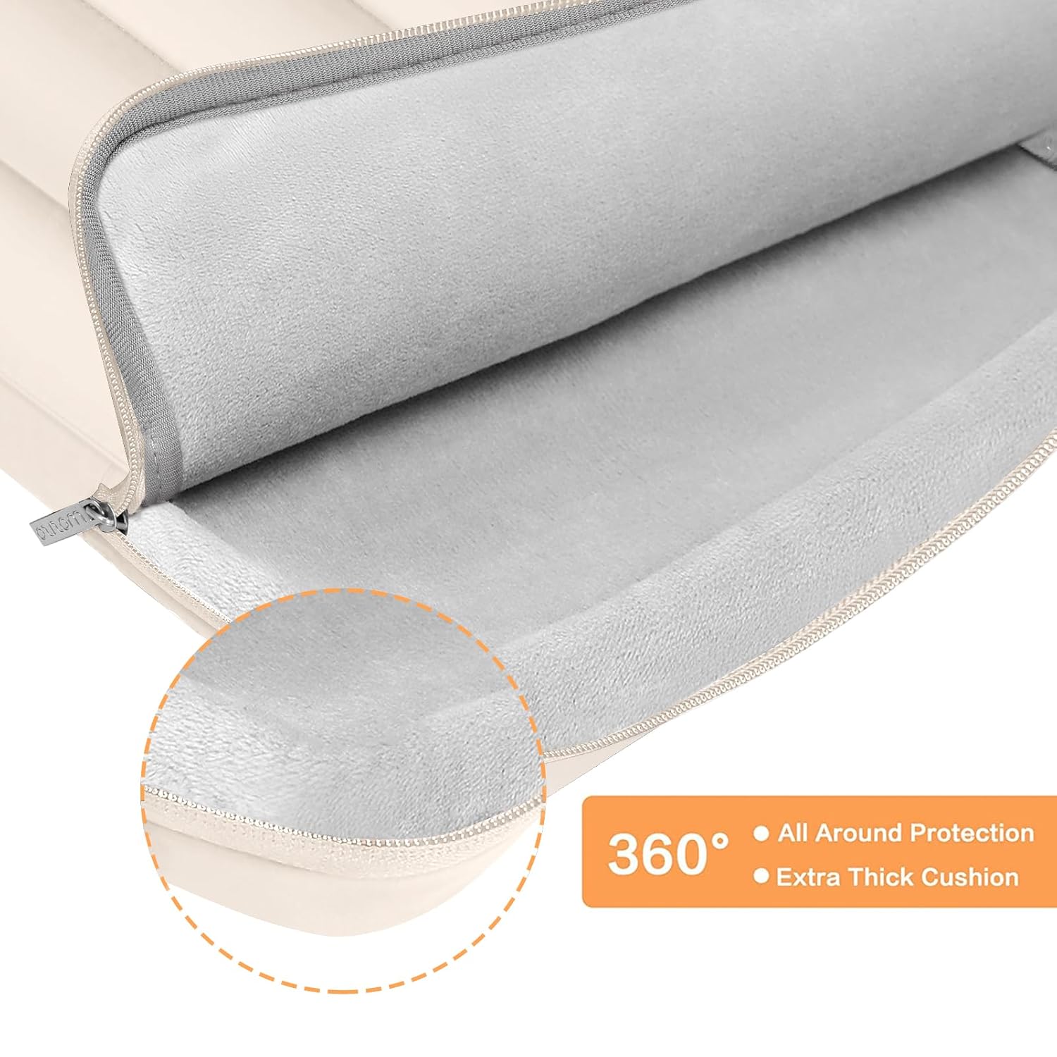 MOSISO 360 Protective 13-14 inch Laptop Case, 13.3 inch Puffy Laptop Sleeve Compatible with MacBook Air 13 13.6 M4 M3 M2 M1/Pro 13/14, HP,Dell,ASUS,Lenovo,Polyester Horizontal Side Open Bag, Sand iMosiso