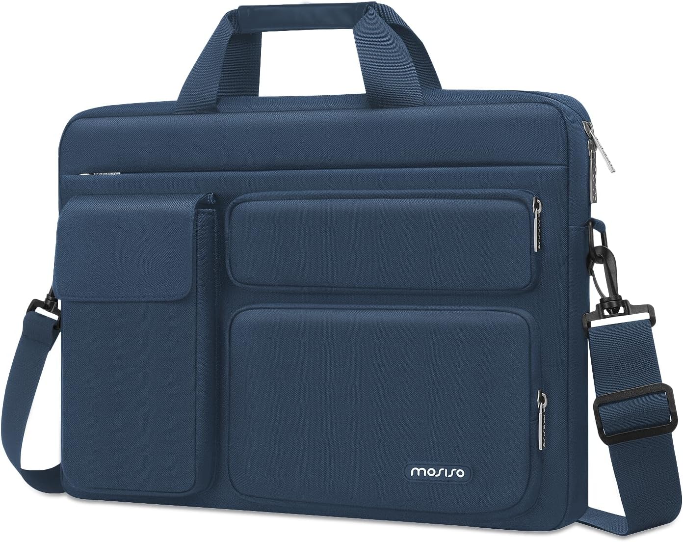 MOSISO Laptop Shoulder Bag 13-17.3 inch, 13/13.3/14/16/17.3 inch Computer Bag Compatible with MacBook Air/Pro 13 / Pro 14, HP Dell ASUS Lenovo with 2 Raised&1 Flapover&1 Horizontal Pocket&Handle&Belt