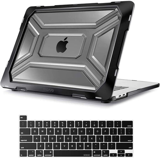 MOSISO Compatible with MacBook Pro 16 inch Case 2020 2019 Release A2141 with Touch Bar & Touch ID, Heavy Duty Plastic Hard Shell Case with TPU Bumper & Keyboard Cover Skin, Black