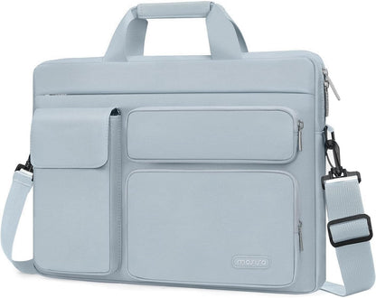 MOSISO Laptop Shoulder Bag 13-17.3 inch, 13/13.3/14/16/17.3 inch Computer Bag Compatible with MacBook Air/Pro 13 / Pro 14, HP Dell ASUS Lenovo with 2 Raised&1 Flapover&1 Horizontal Pocket&Handle&Belt