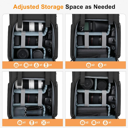 MOSISO Camera Backpack with Custom Padded Dividers. Side Quick Access for DSLR, Mirrorless & 15-16" Laptops