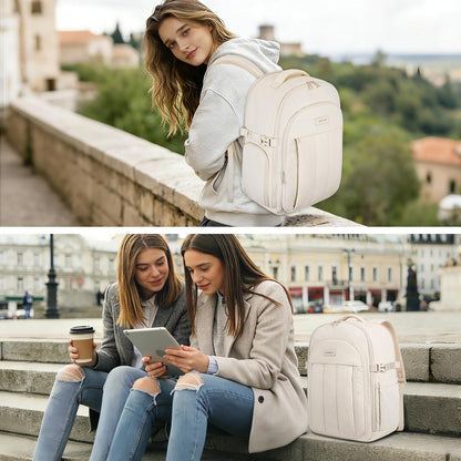 MOSISO 30L Women Travel Carry‑On Backpack,180‑Degree Opening, Shoe‑Compartment,15.6‑Inch Laptop Sleeve with Luggage‑Strap for Travel Commute
