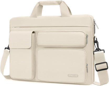MOSISO Laptop Shoulder Bag 13-17.3 inch, 13/13.3/14/16/17.3 inch Computer Bag Compatible with MacBook Air/Pro 13 / Pro 14, HP Dell ASUS Lenovo with 2 Raised&1 Flapover&1 Horizontal Pocket&Handle&Belt