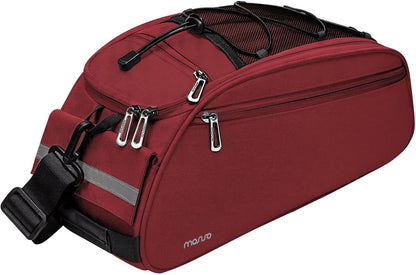 MOSISO 12L Waterproof Bike Rear Rack Bag, Convertible Bicycle Trunk Pannier with Reflective Strip, Multi-Pocket Cycling Storage Saddle Shoulder Bag for Daily Commute Bike Tour