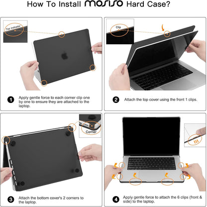 MOSISO Compatible with MacBook Pro 16 inch Case M5 2026 M4 2025 M3 M2 M1 2024-2021 A3429 A3428 A3403 A3186 A2991 A2780 A2485, 4 in 1 Kit Matte Reinforced Corners Protective Hard Shell, Black