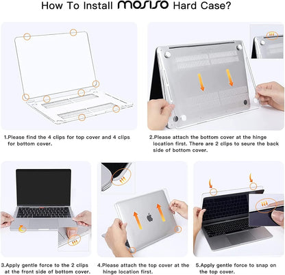 MOSISO Compatible with MacBook Pro 13 inch Case M2 2025, 2024, 2023-2016 A2338 M1 A2251 A2289 A2159 A1989 A1708 A1706, Sparkly Plastic Hard Shell Case&Keyboard Skin&Screen Protector&Pouch, Black