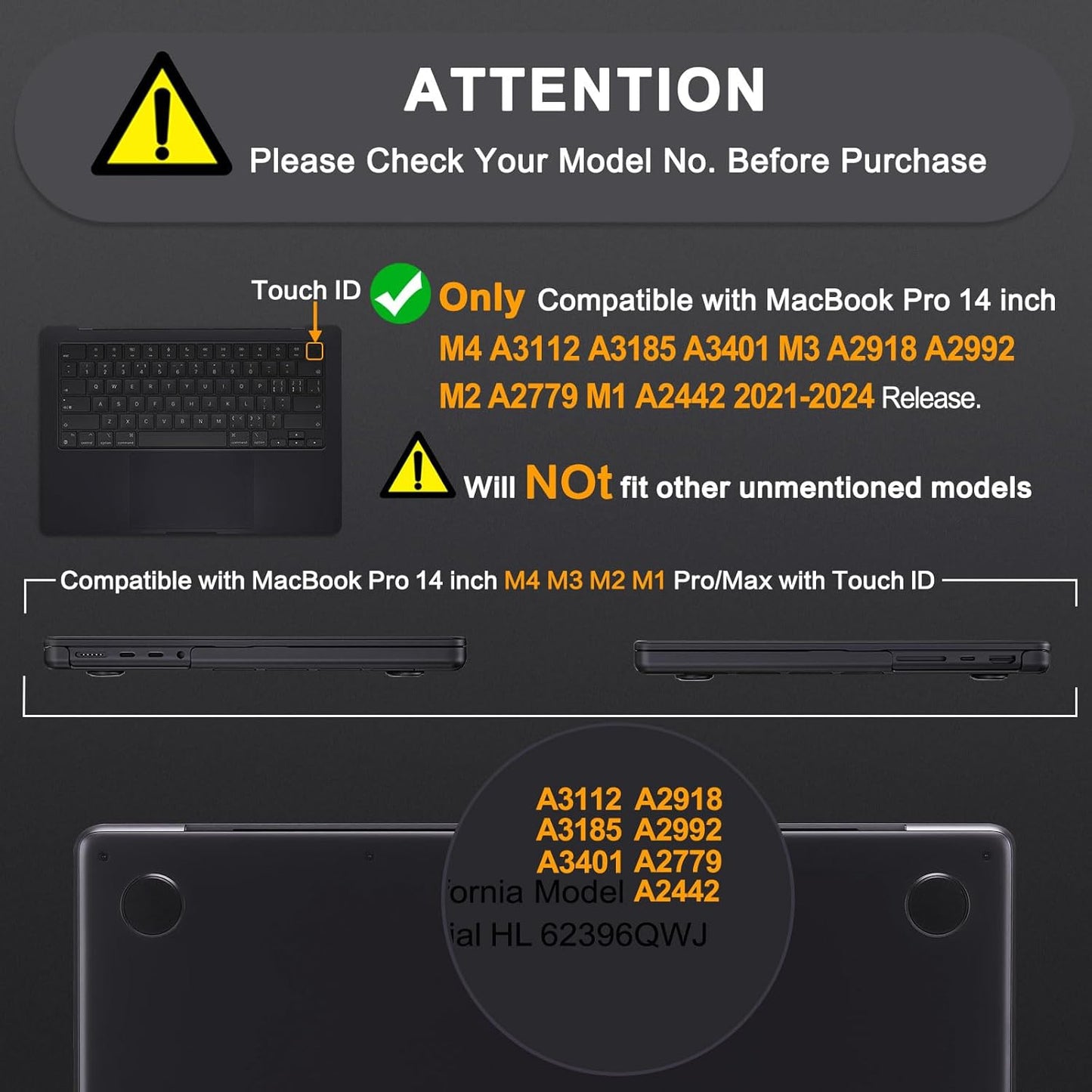 MOSISO Compatible with MacBook Pro 14 inch Case 2025-2021 M4 M3 M2 M1 A3112 A3185 A3401 A2918 A2992 A2779 A2442, Ultra-Thin Natural Original Hard Case&Keyboard Skin&Screen Film&Pouch,Space Black Clear