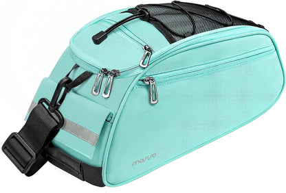 MOSISO 12L Waterproof Bike Rear Rack Bag, Convertible Bicycle Trunk Pannier with Reflective Strip, Multi-Pocket Cycling Storage Saddle Shoulder Bag for Daily Commute Bike Tour