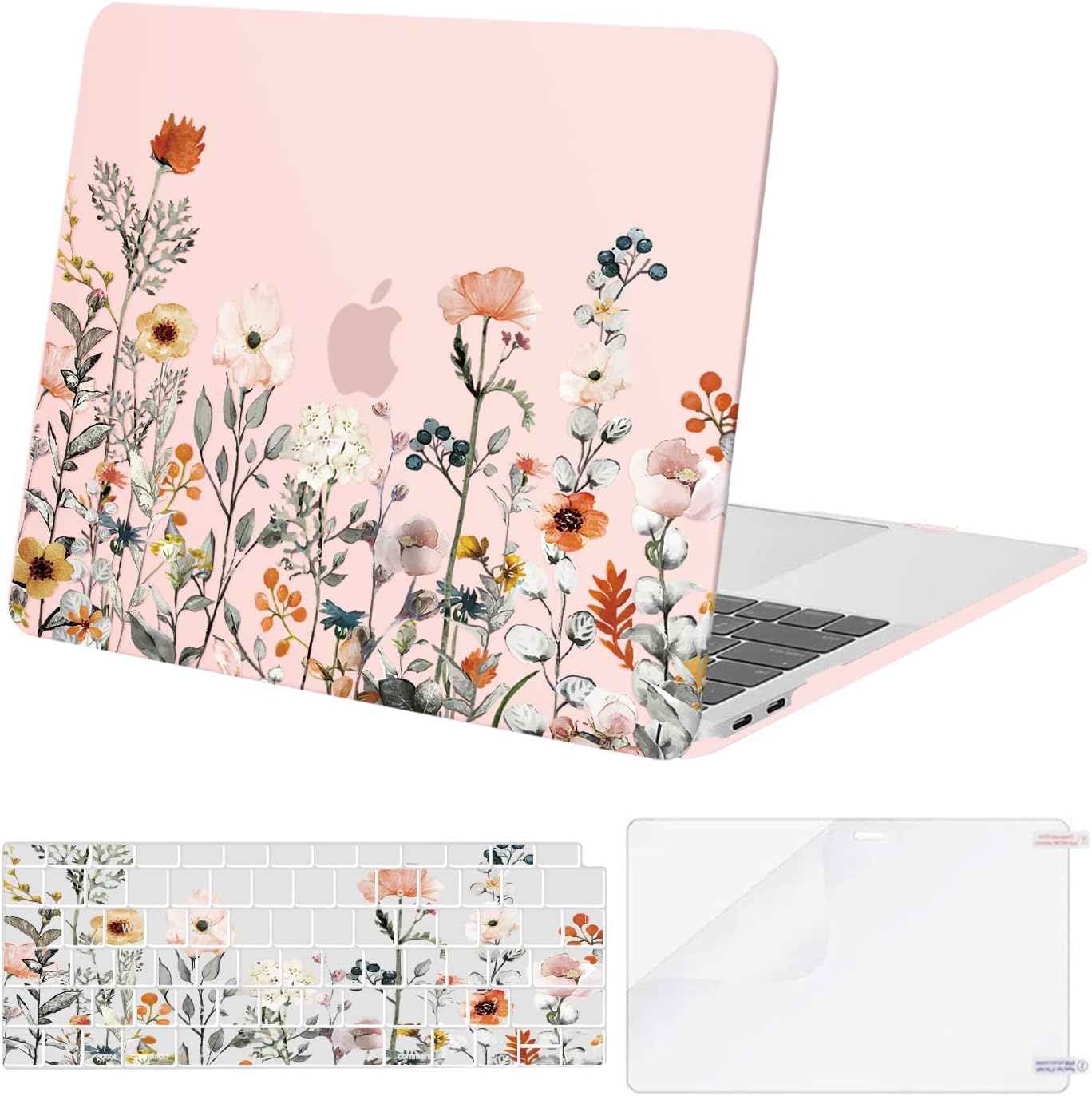 MOSISO Compatible with MacBook Air 13 inch Case 2022 2021 2020 2019 2018 Release A2337 M1 A2179 A1932 Retina Display, Plastic Garden Flowers Hard Shell&Keyboard Cover&Screen Protector