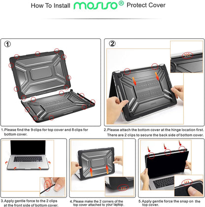 MOSISO Compatible with MacBook Pro 16 inch Case 2020 2019 Release A2141 with Touch Bar & Touch ID, Heavy Duty Plastic Hard Shell Case with TPU Bumper & Keyboard Cover Skin, Black