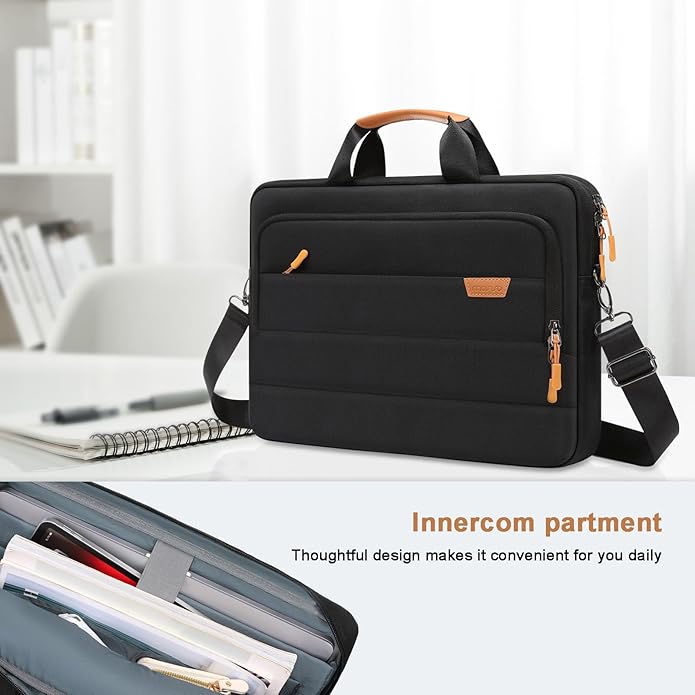 MOSISO Laptop Shoulder Messenger Bag, Computer Bag, Briefcase with Front Rectangle&Horizontal Pockets&Belt iMosiso