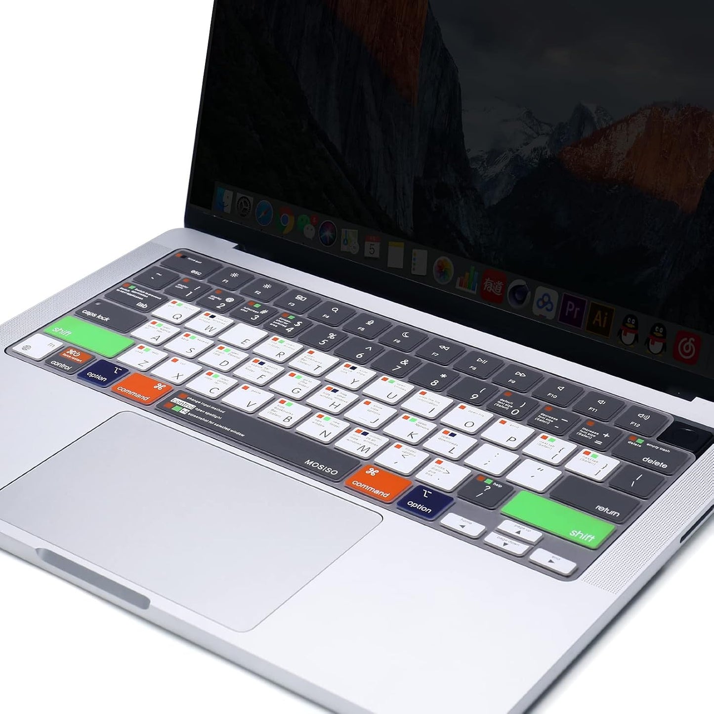 MOSISO Keyboard Cover Compatible with MacBook Air 15 inch M3 A3114 M2 A2941/Air 13.6 A3113 A2681/Pro 14/16 M4 M3 M2 M1, Mac OS X Shortcut, Gray