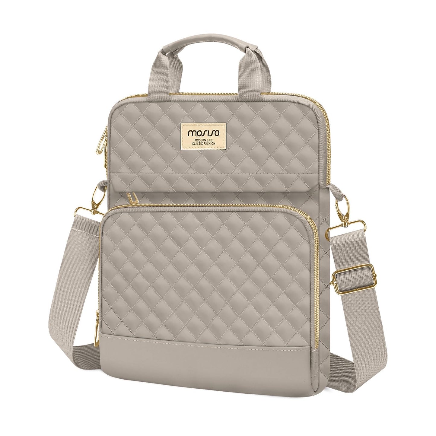 MOSISO 12.9 inch Tablet Sleeve for iPad Pro 13 M4 & iPad Air 13 M3 M2, iPad Pro 12.9 M2 M1 6/5th with Magic Keyboard,Square Quilted Carrying Case with Front 2 Pockets, Black