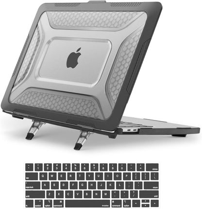 MOSISO Compatible with MacBook Pro 13 inch Case M2 2026-2016 A2338 M1 A2251 A2289 A2159 A1989 A1708 A1706, Honeycomb Heavy Duty Hard Shell Case with TPU Bumper&Fold Kickstand&Keyboard Cover